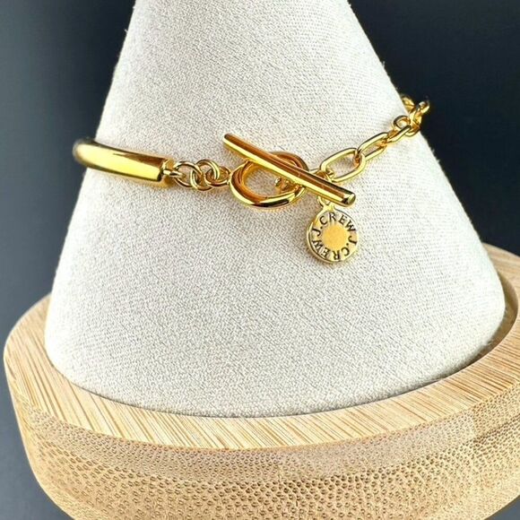 J. Crew Sterling Silver 925 Gold Vermeil Bark link Bracelet 6.5" - Picture 4 of 6